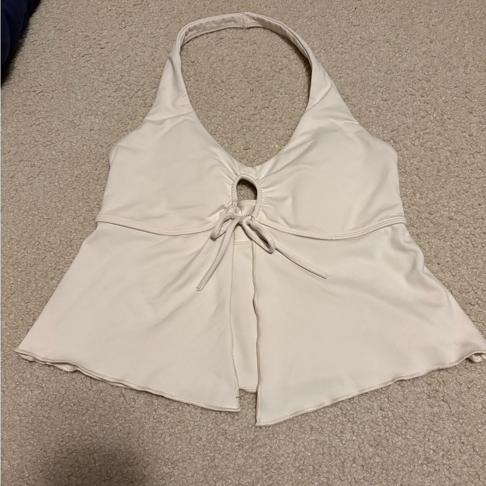 Aerie Cream Halter Crop Top